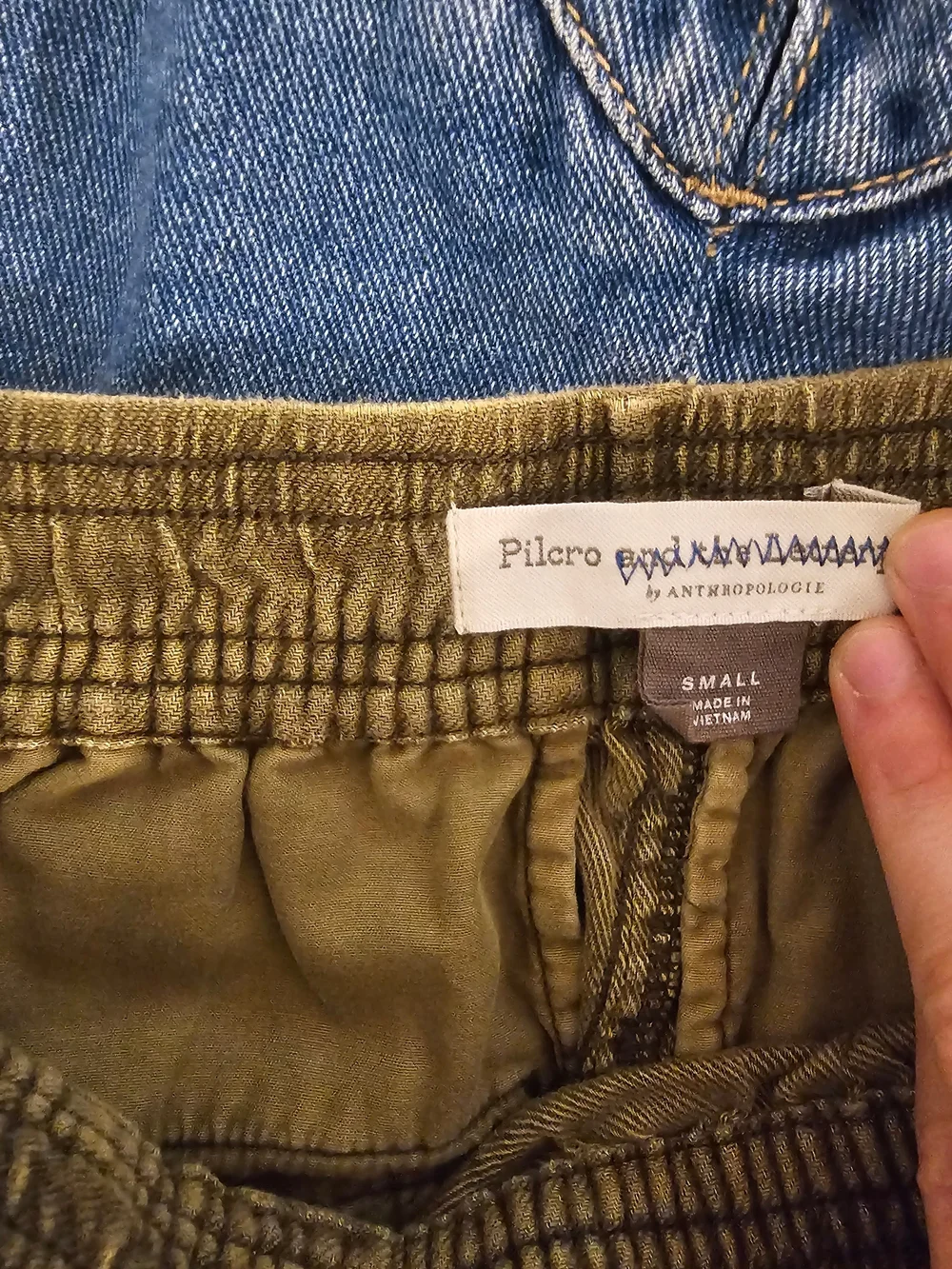 Pilcro Olive Drawstring Mini Skirt